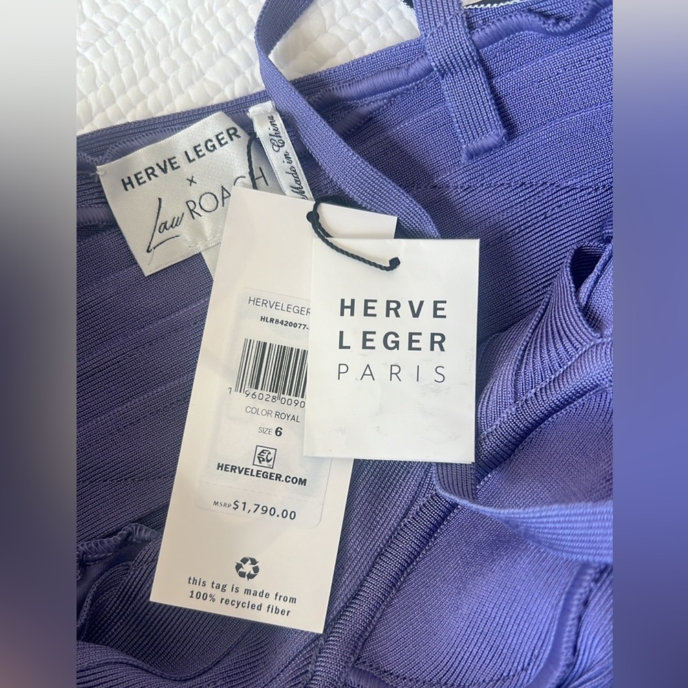 HERVÉ LÉGER X LAW ROACH
Bandage-paneled draped satin midi dress - Lavender - Picture 5 of 9